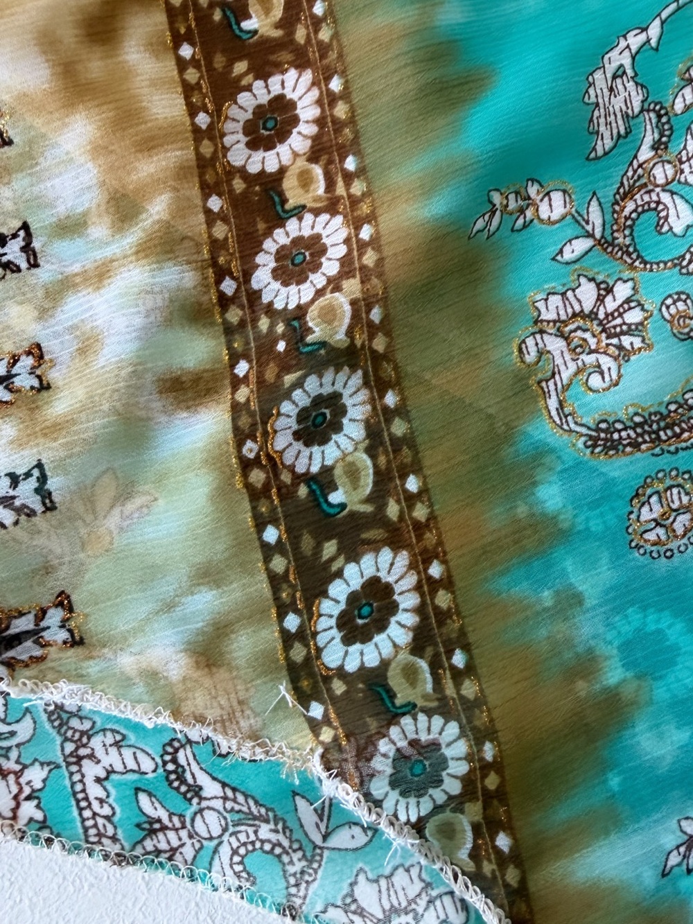 Vintage Y2K Limited Too Turquoise Paisley
Handkerchief Hem Dress - Picture 7 of 13